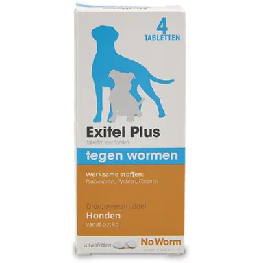No Worm Exitel Plus voor honden vanaf 0,5 kg 4 tabletten
