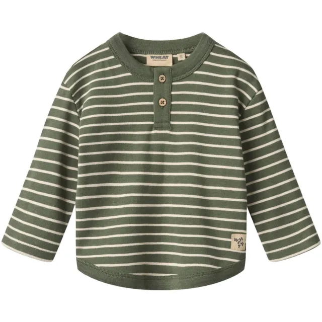 Wheat rechtvallende gestreepte longsleeve groen/offwhite