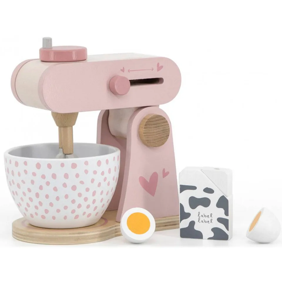 Label Label Wood houten foodprocessor met accessoires roze, foto 4