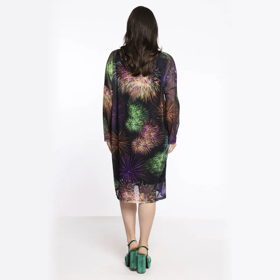 Yoek jurk met all over print zwart, foto 3