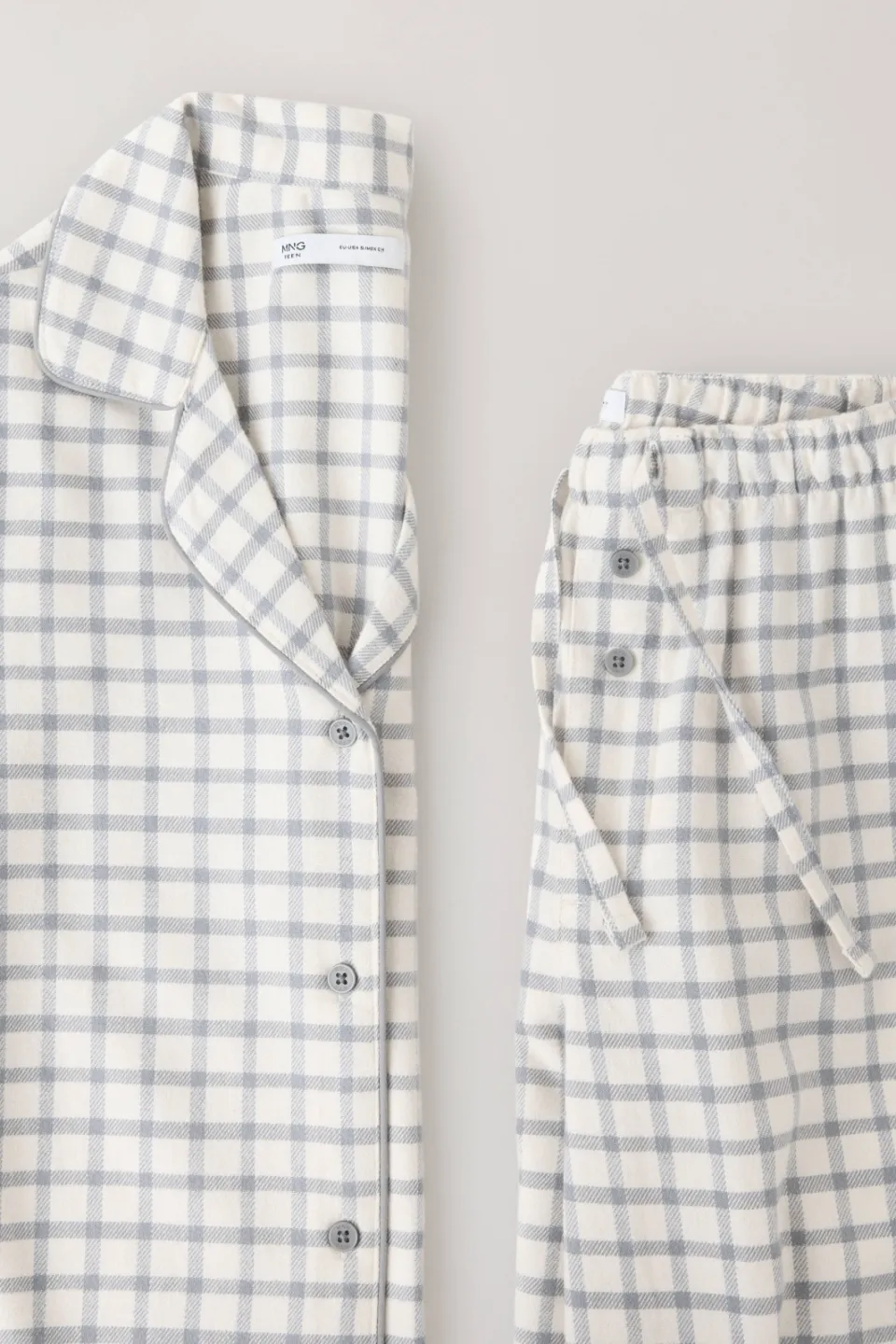 Mango geruite pyjama ecru antraciet, foto 8