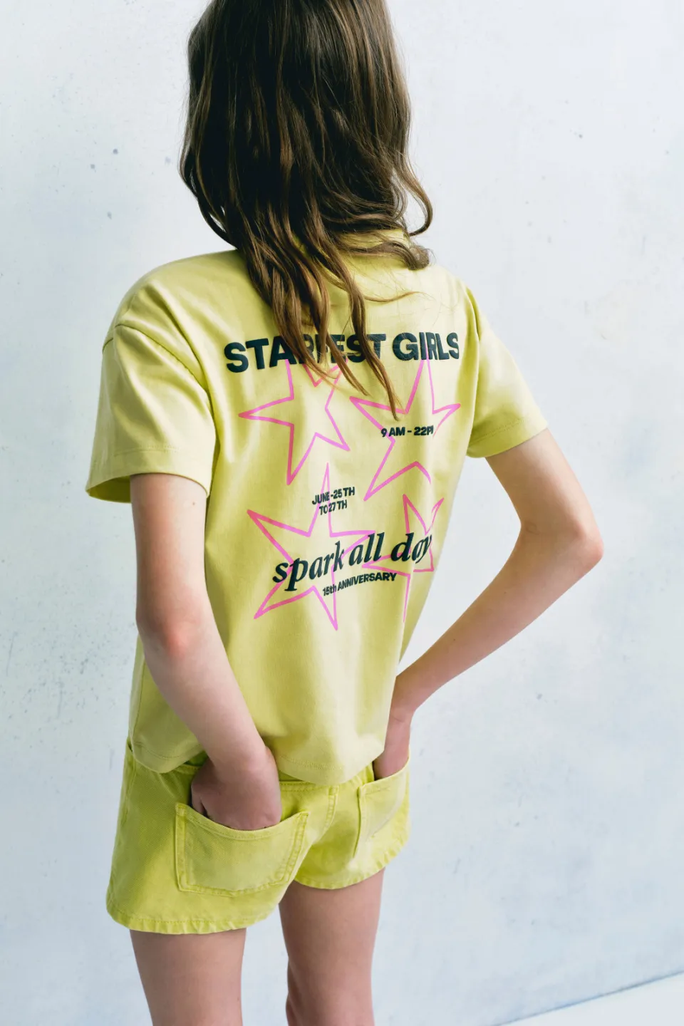 Mango Kids denimshort geel, foto 4
