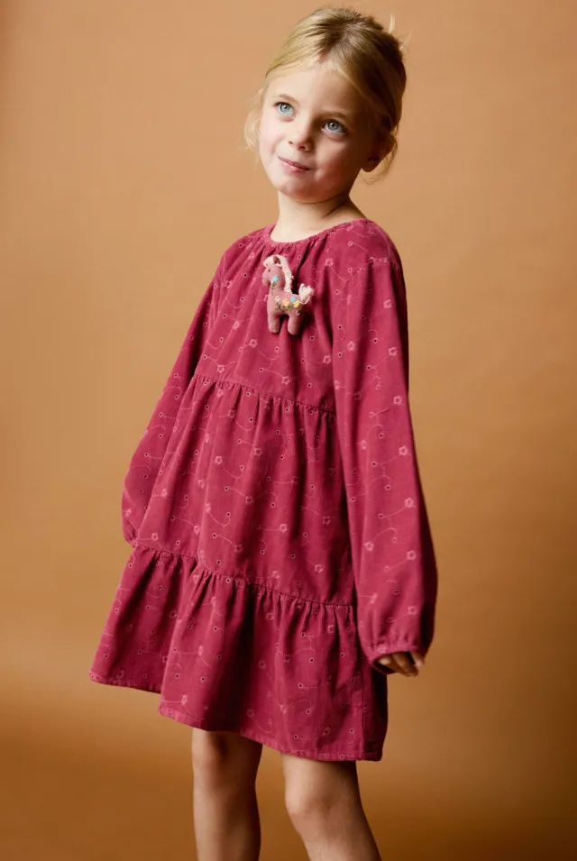 Mango Kids gebloemde midi jurk met broderie - rood