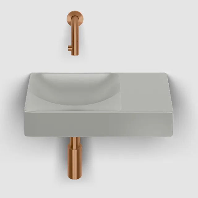 Clou Vale Fontein Zonder Kraangat Rechts Met Geintegreerde Afvoer Mat Grijs Keramiek 38 cm