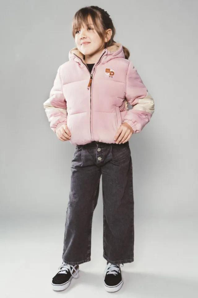 Moodstreet gewatteerde winterjas roze Roze/offwhite