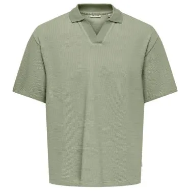 Only & Sons JUNIOR polo met textuur groen Jongens Stretchkatoen Polokraag