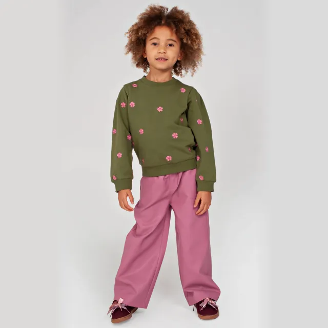 Jubel Moon Flowers imitatieleren broek roze