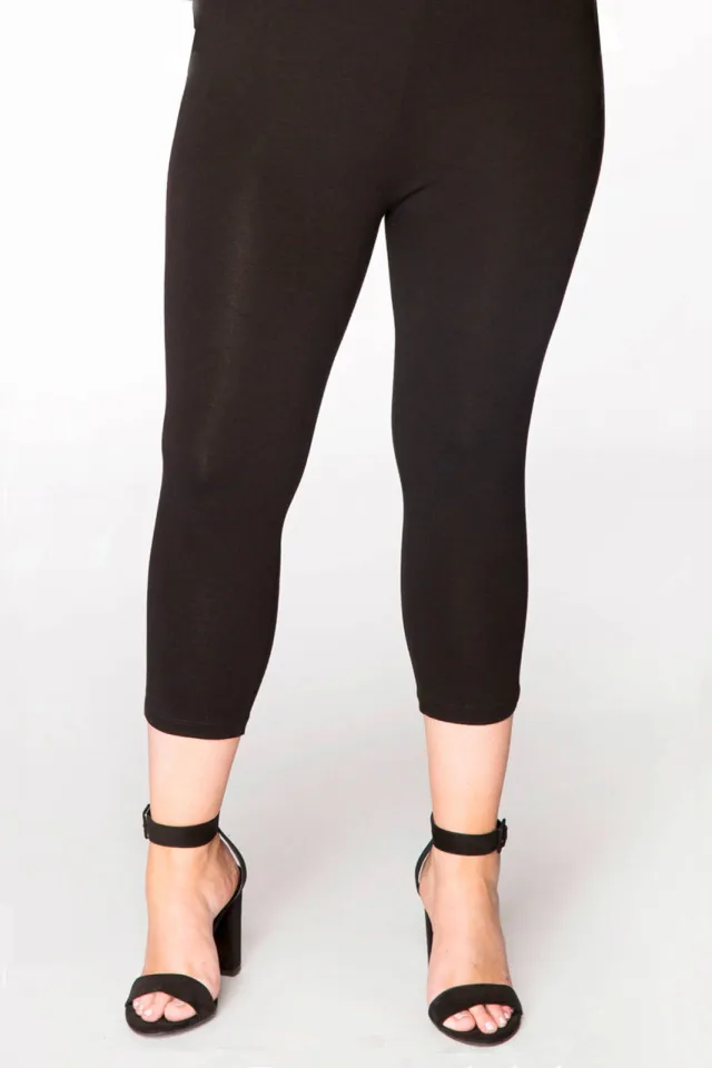 Yoek driekwart jersey legging zwart