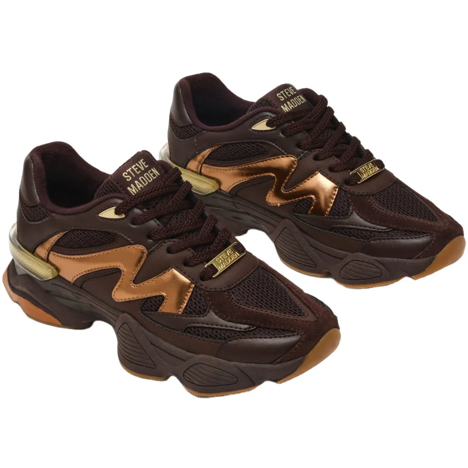 Steve Madden Speeder chunky imitatieleren sneakers - bruin, foto 4