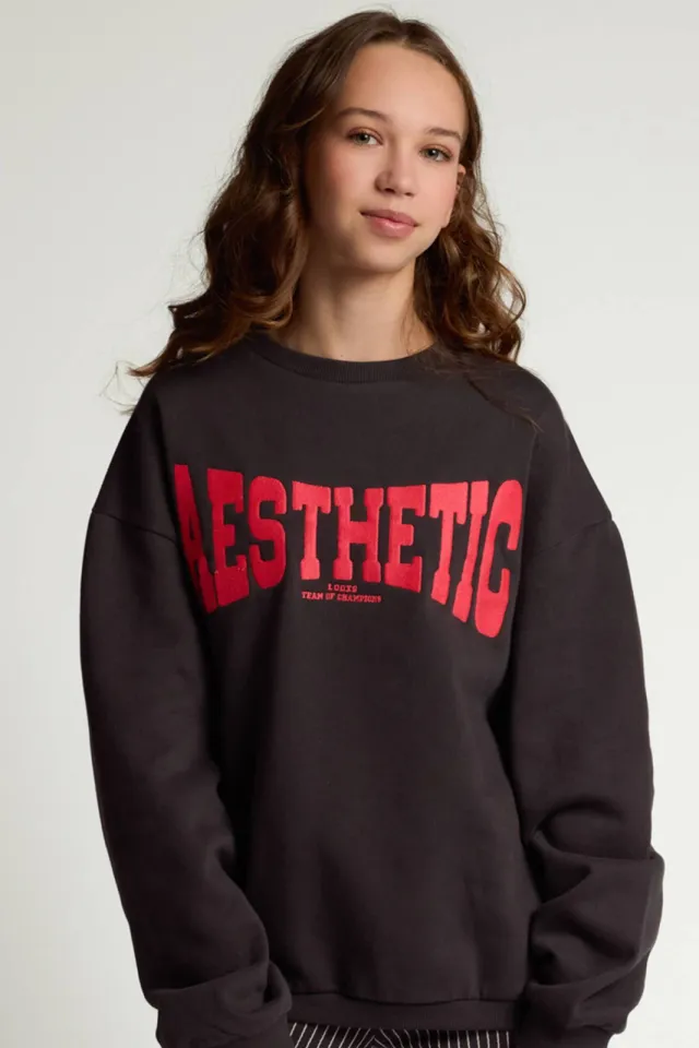 LOOXS 10sixteen oversized sweater met borduursels - antraciet