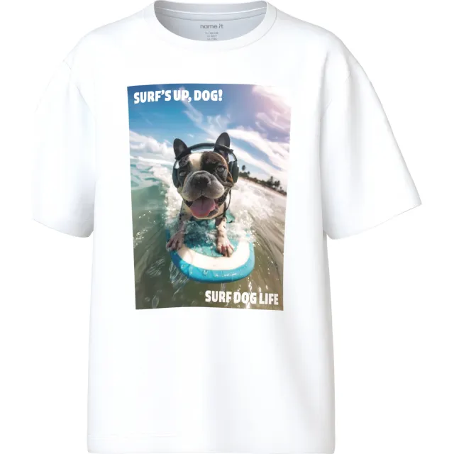 NAME IT t-shirt wit met print Wit Surf