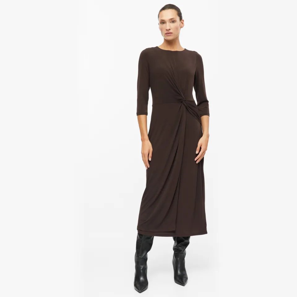 s.Oliver BLACK LABEL midi kokerjurk donkerbruin
