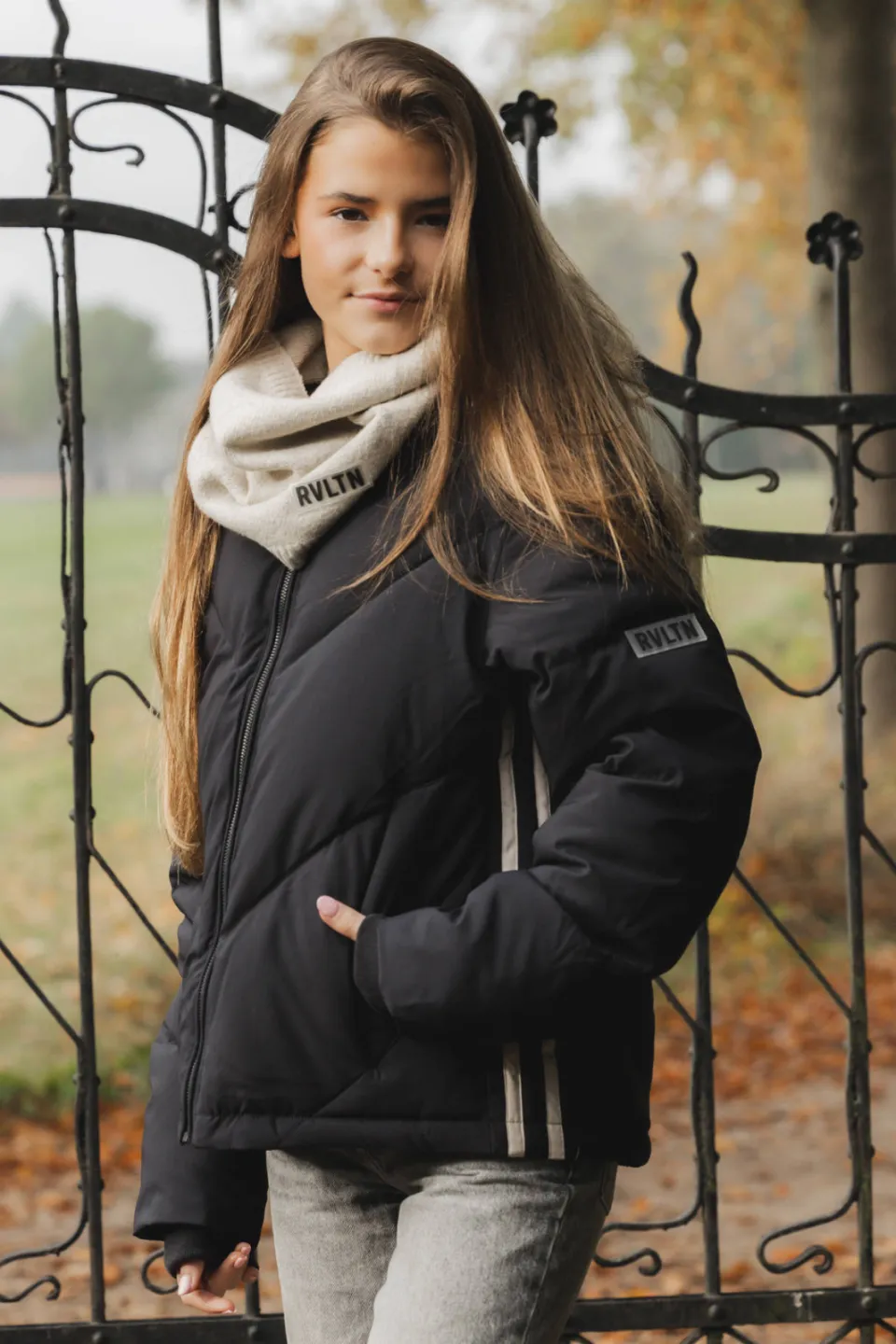 LOOXS 10sixteen gewatteerde gestreepte quilted winterjas - zwart, foto 6