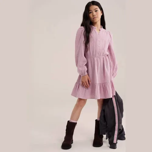 WE Fashion midi jurk met plooien roze, foto 3