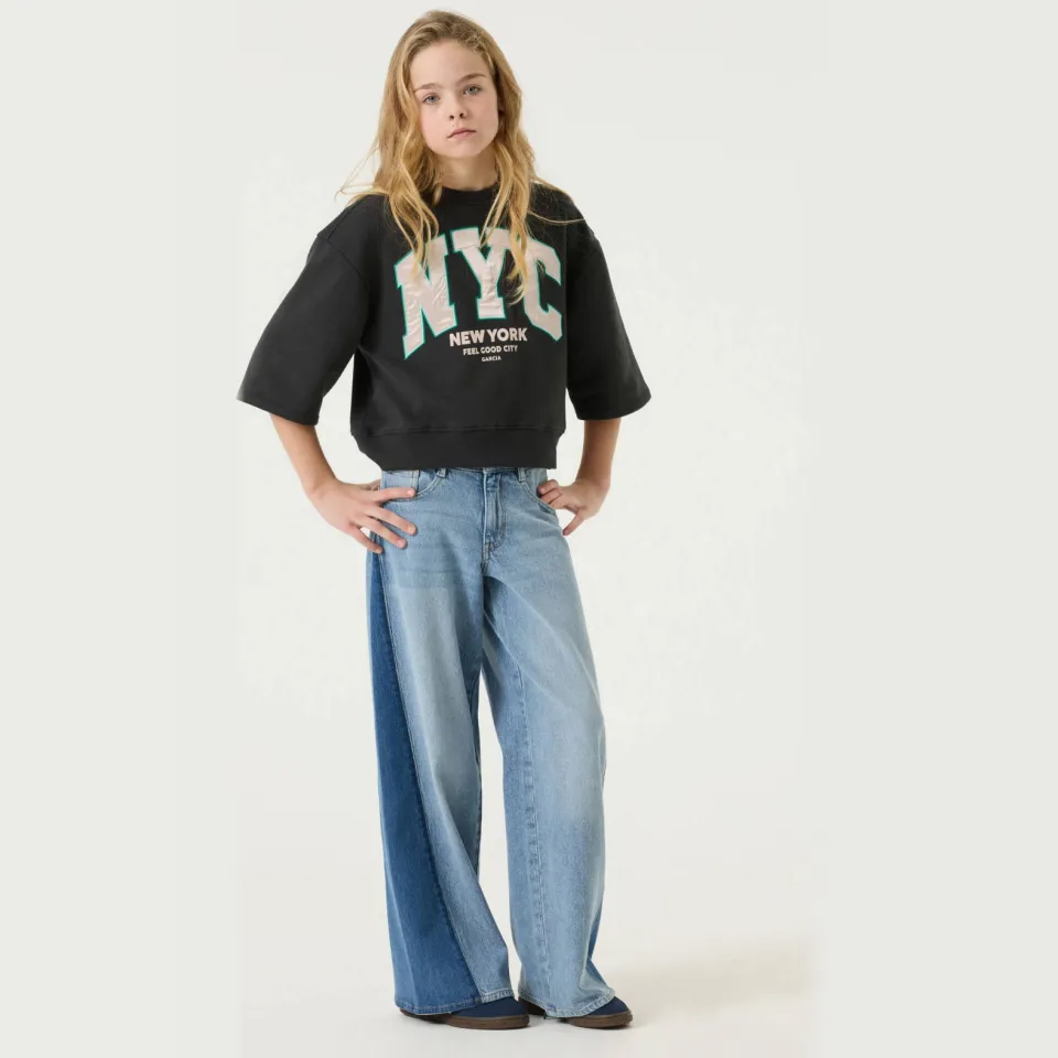 Garcia boxy cropped sweater met tekst - grijs, foto 7