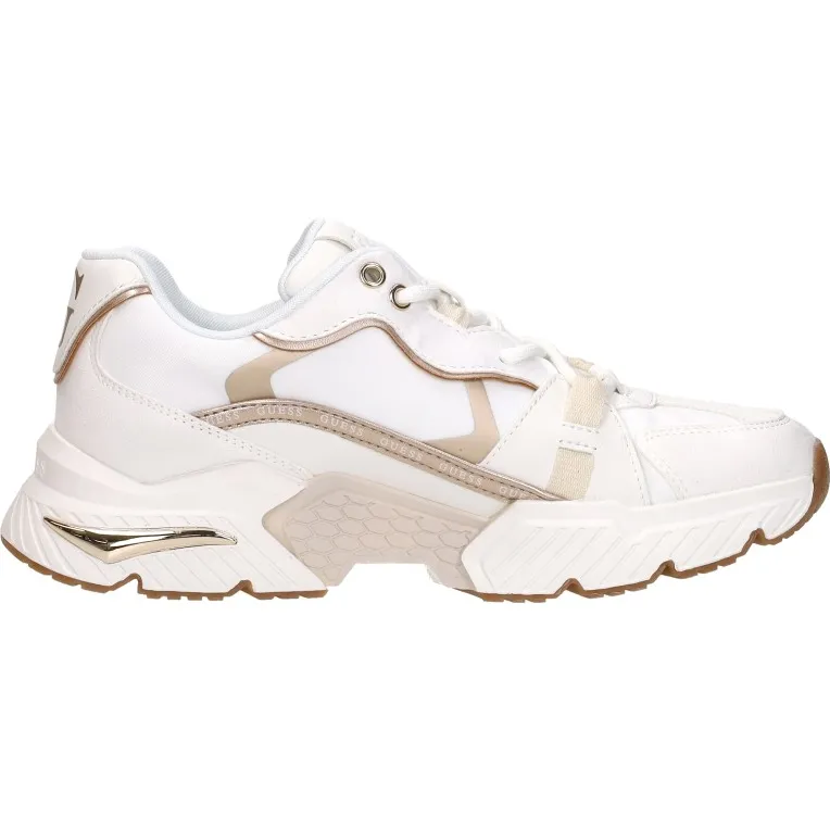 Guess Carli lage sneakers wit Goudkleur
