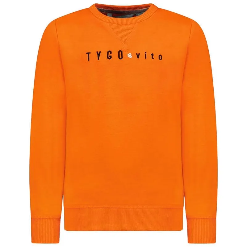 TYGO & vito sweater met tekst fel oranje, foto 2
