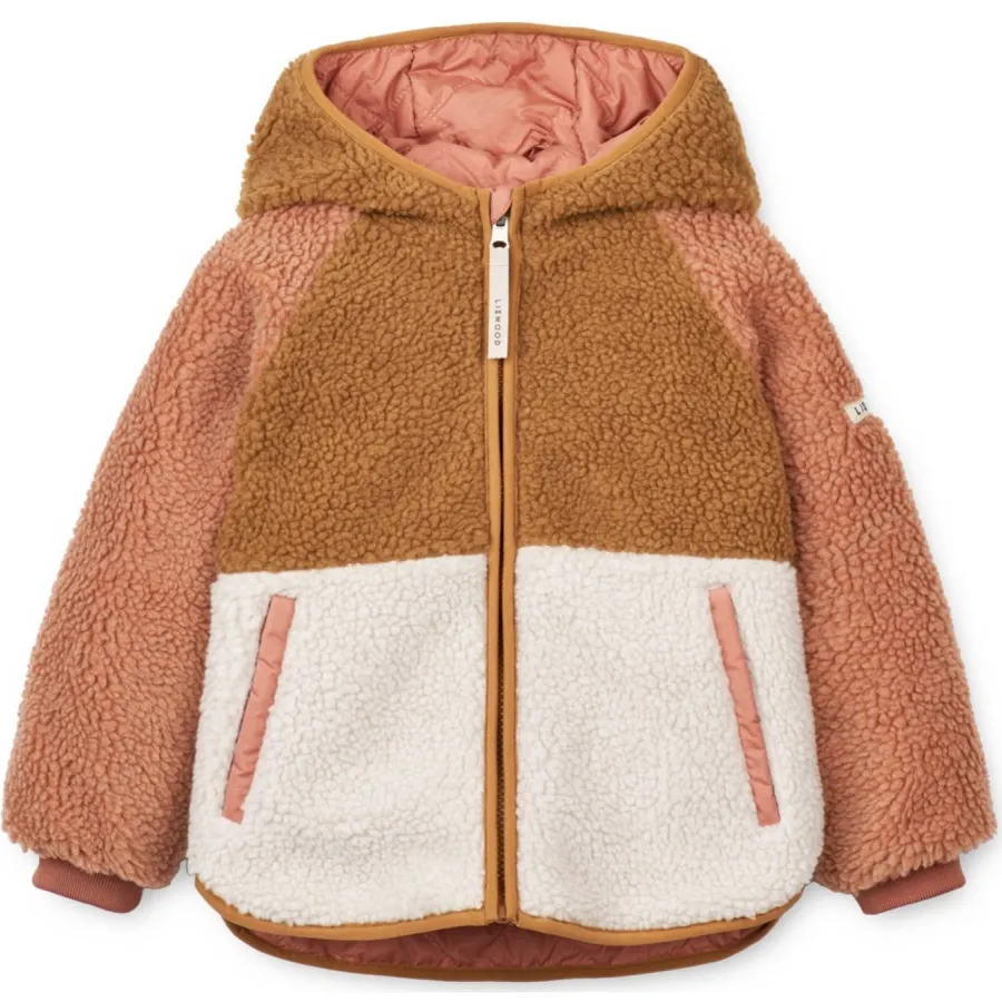 Liewood Jackson reversible gewatteerde winterjas roze/bruin/wit, foto 2