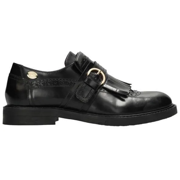 Fred de la Bretoniere Lori leren loafers met franjes - zwart