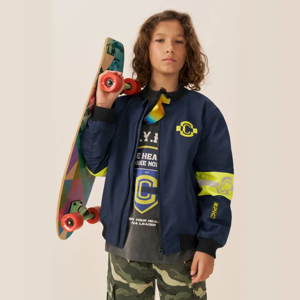 Coolcat Sam bomberjack donkerblauw blauw/geel, foto 6