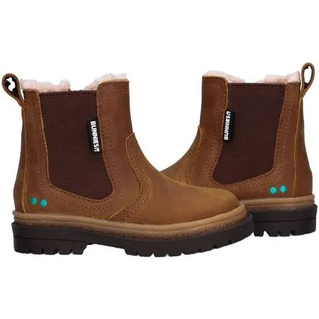 BunniesJR leren enkelboots met profielzool - cognac, foto 4