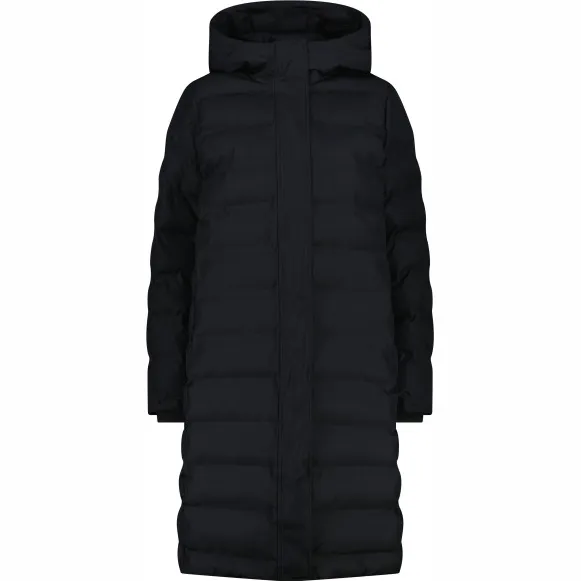 CMP Women's Down Coat Fix Hood - Lange jas, zwart