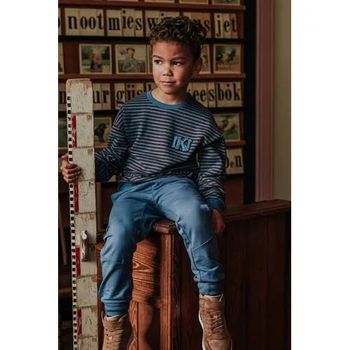 Koko Noko rechtvallende gestreepte sweater - blauw/zwart/rood, foto 4