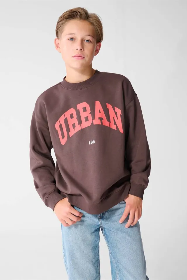 Shoeby sweater met tekst - bruin