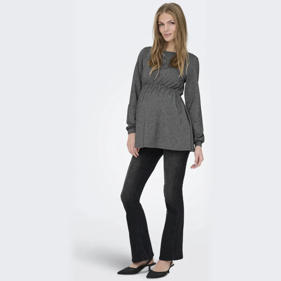 Only MATERNITY high waist zwangerschaps flared jeans black denim Washed black