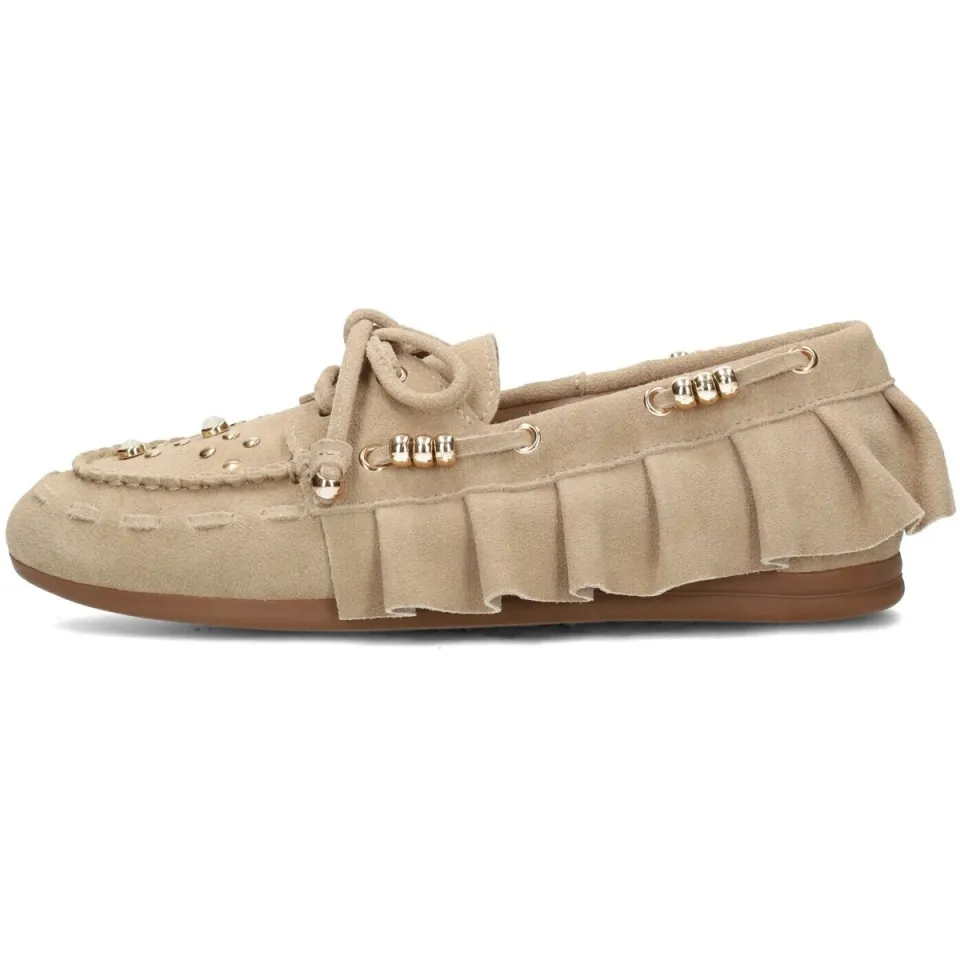 Poelman suède mocassins met kraaltjes en studs - zand, foto 2