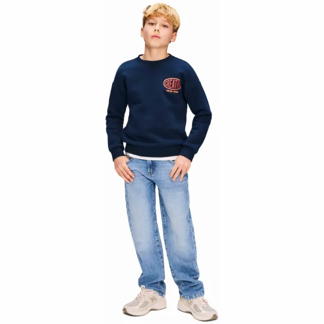 Retour Jeans sweater met backprint - donkerblauw
