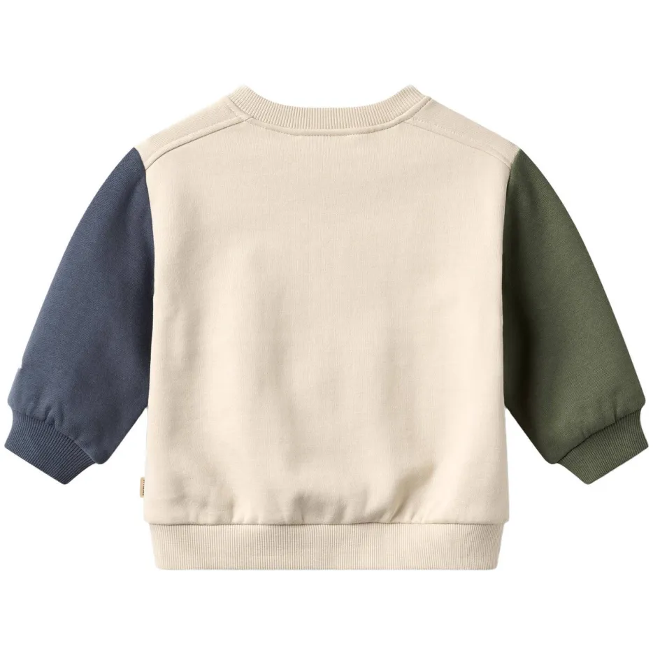 Wheat rechtvallende sweater - ecru/blauw/groen, foto 2