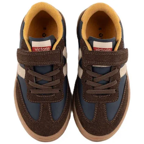 Victoria sneaker donkerblauw bruin geel, foto 3