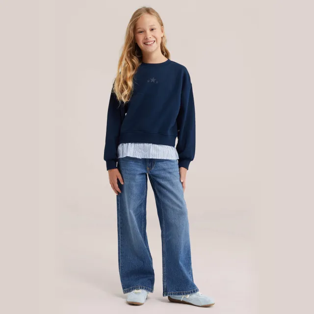 WE Fashion sweater met sterren - donkerblauw