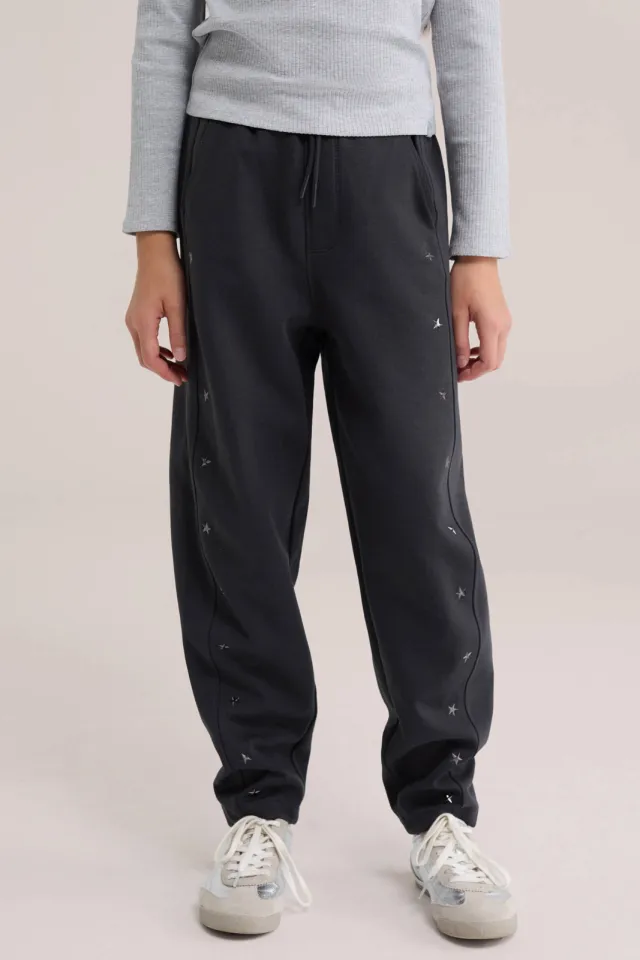 WE Fashion joggingbroek met studs antraciet, foto 3
