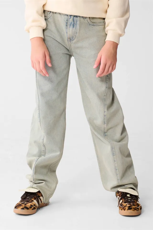 Shoeby barrel high waist barrel jeans washed light blue denim