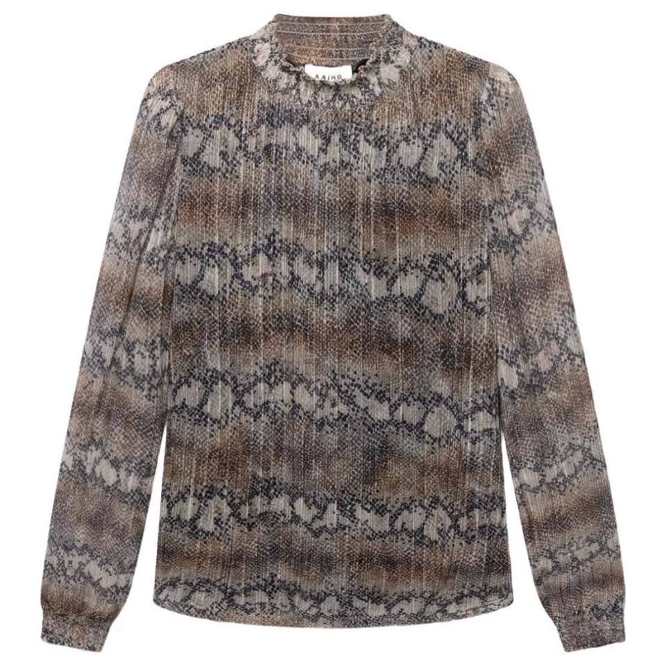 Aaiko Tory top met slangenprint bruin, foto 2