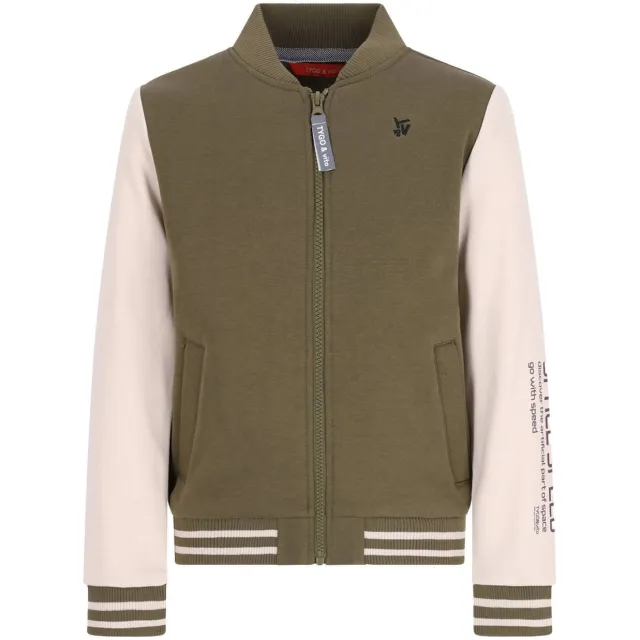 TYGO & vito sweatvest Donker olijfgroen/offwhite