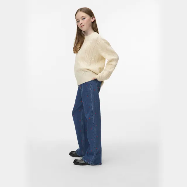 Vero Moda GIRL high waist wide leg jeans medium blue denim
