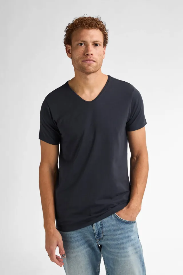 Petrol Industries body fit T-shirt V-hals donkerblauw, foto 2