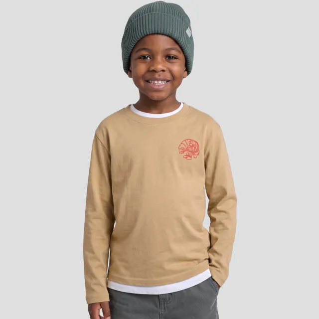 Orange Stars longsleeve met backprint zand