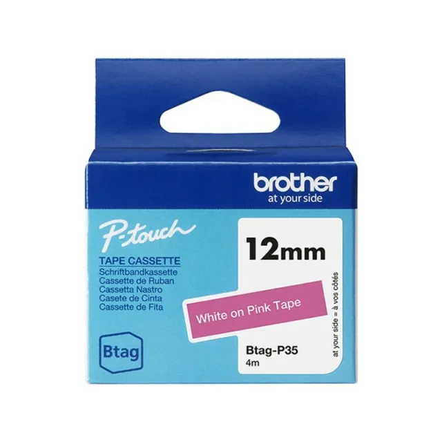 Brother Btag-P35 Tape Wit op roze