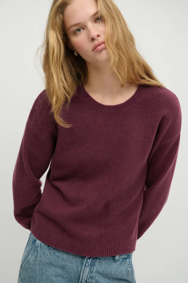 Mango TEEN gebreide trui met wol - donkerrood