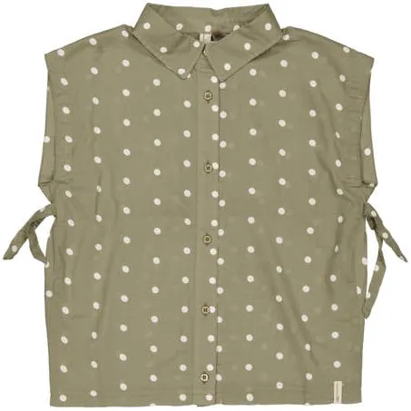 LEVV blousetop met stippen groen, foto 3