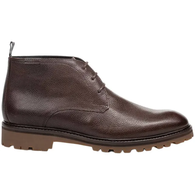 Floris Van Bommel suède veterboots met profielzool - donkerbruin