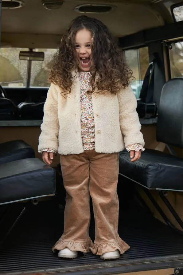 Little Dutch corduroy broek met ruches beige, foto 4