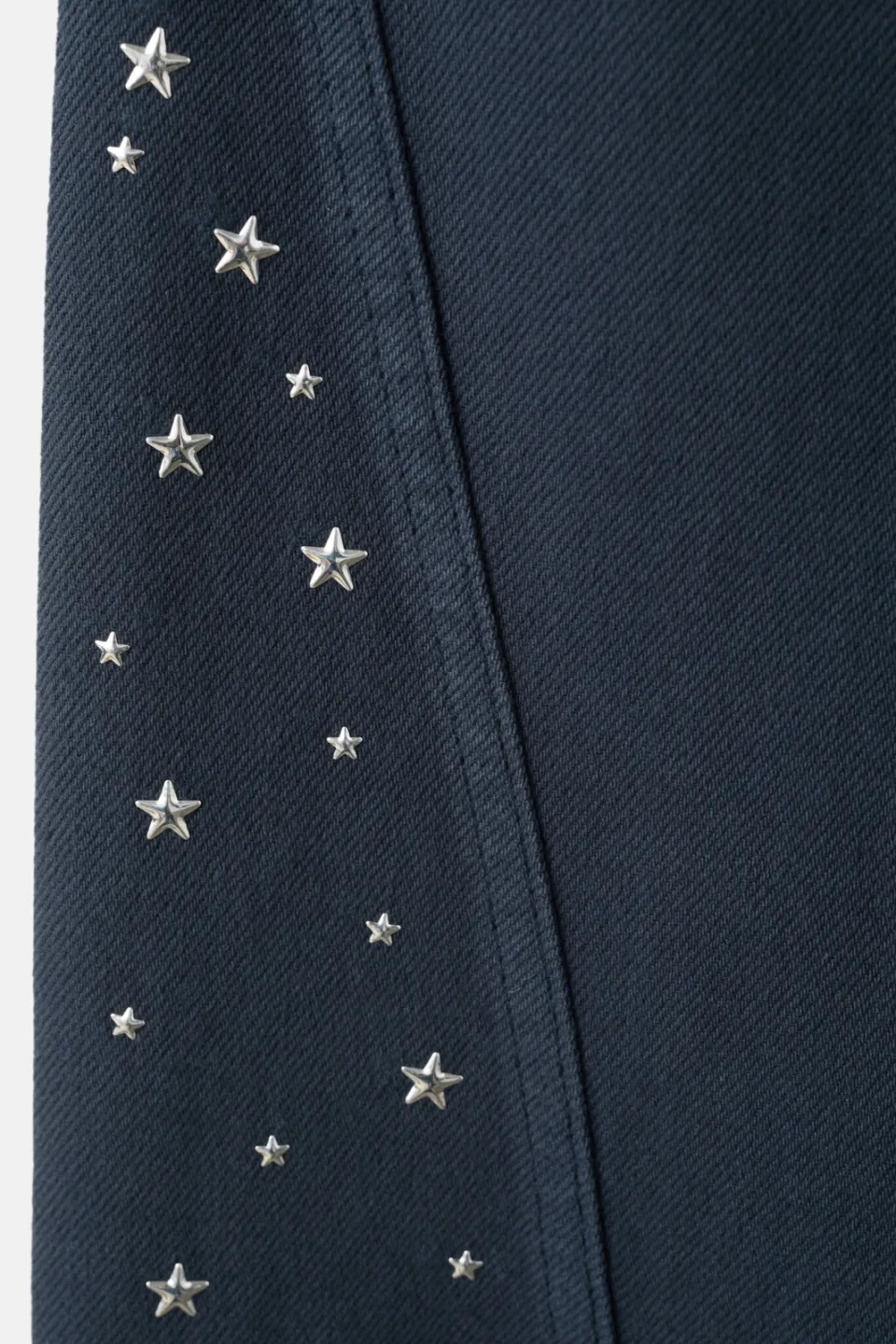 Mango Kids regular waist wide leg cropped jeans met strass-steentjes - donkerblauw, foto 5