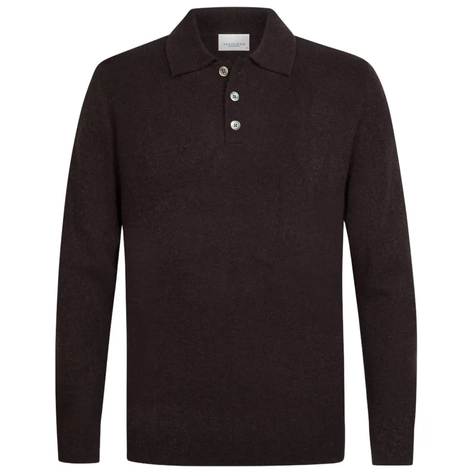 Profuomo regular fit gebreide trui met wol - aubergine, foto 2