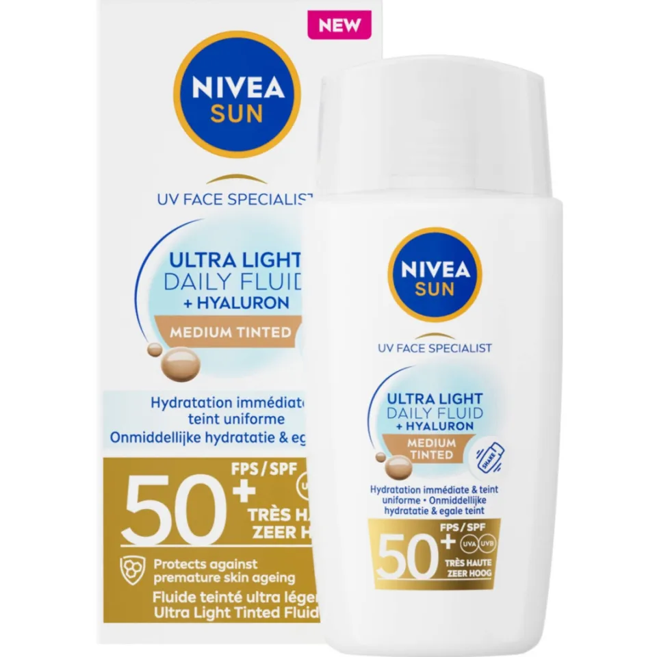 Nivea Sun Ultra Light Daily Fluid medium tinted SPF50+, foto 2