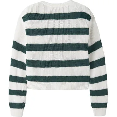 NAME IT KIDS oversized gestreepte gebreide trui - wit Meisjes Acryl Ronde hals, foto 2